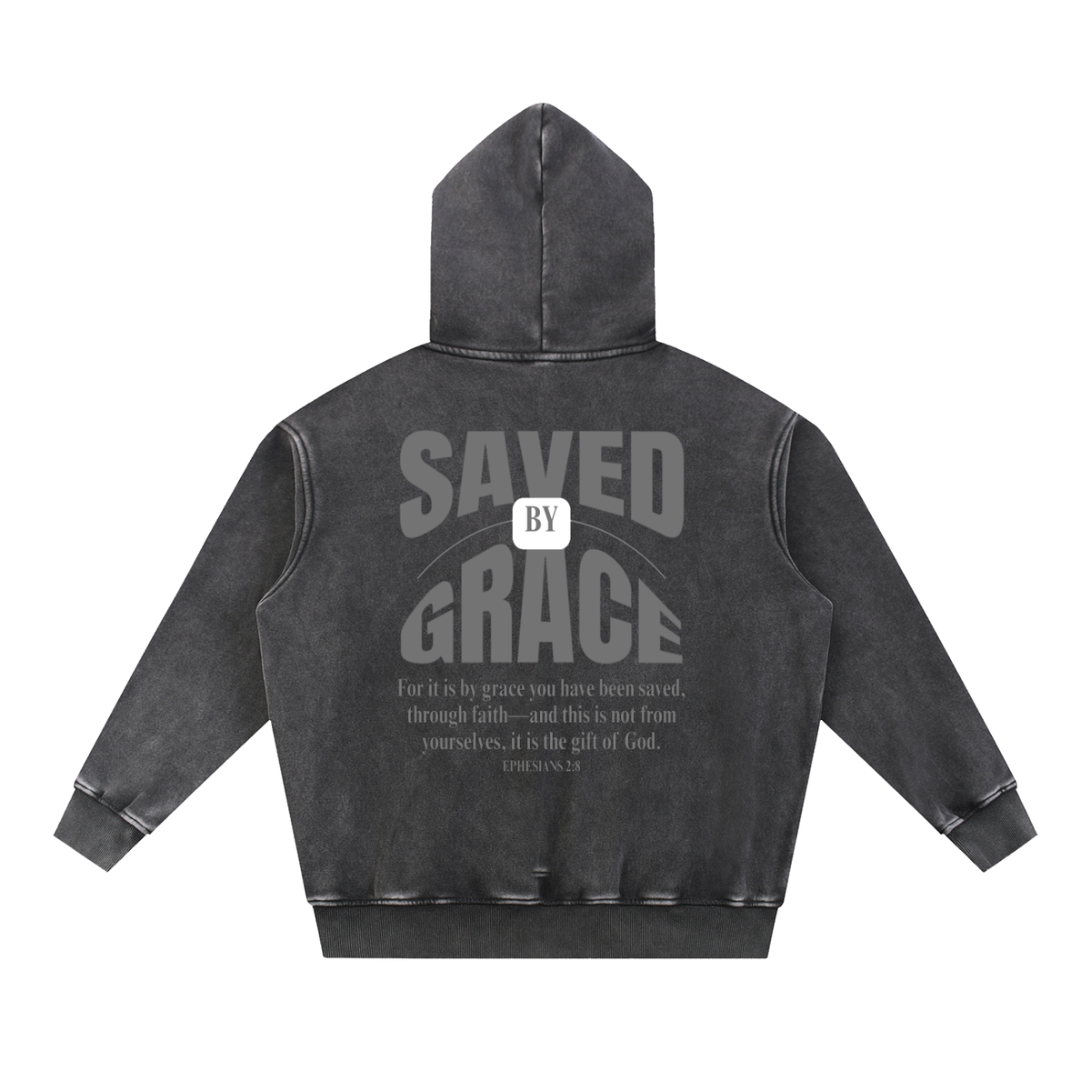 'Saved by Grace' Snow Wash Fleece Hoodie